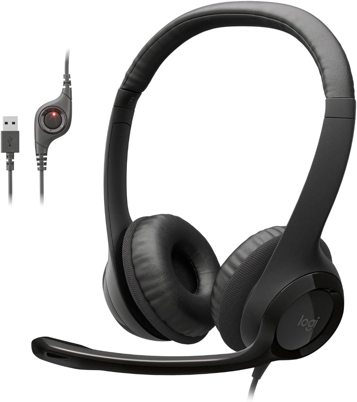 Logitech H390 Gaming Headphones, Wired Headphones with Mic, USB Headset with Microphone for PC, Noise Cancelling Microphone for Video Meetings, Music, Gaming - Rose