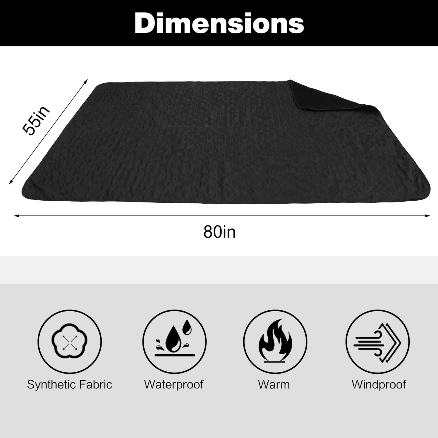 Outdoor Waterproof Camping Blanket, Foldable Fleece Stadium Blanket for Outdoor Sports Event, Camping, Picnics