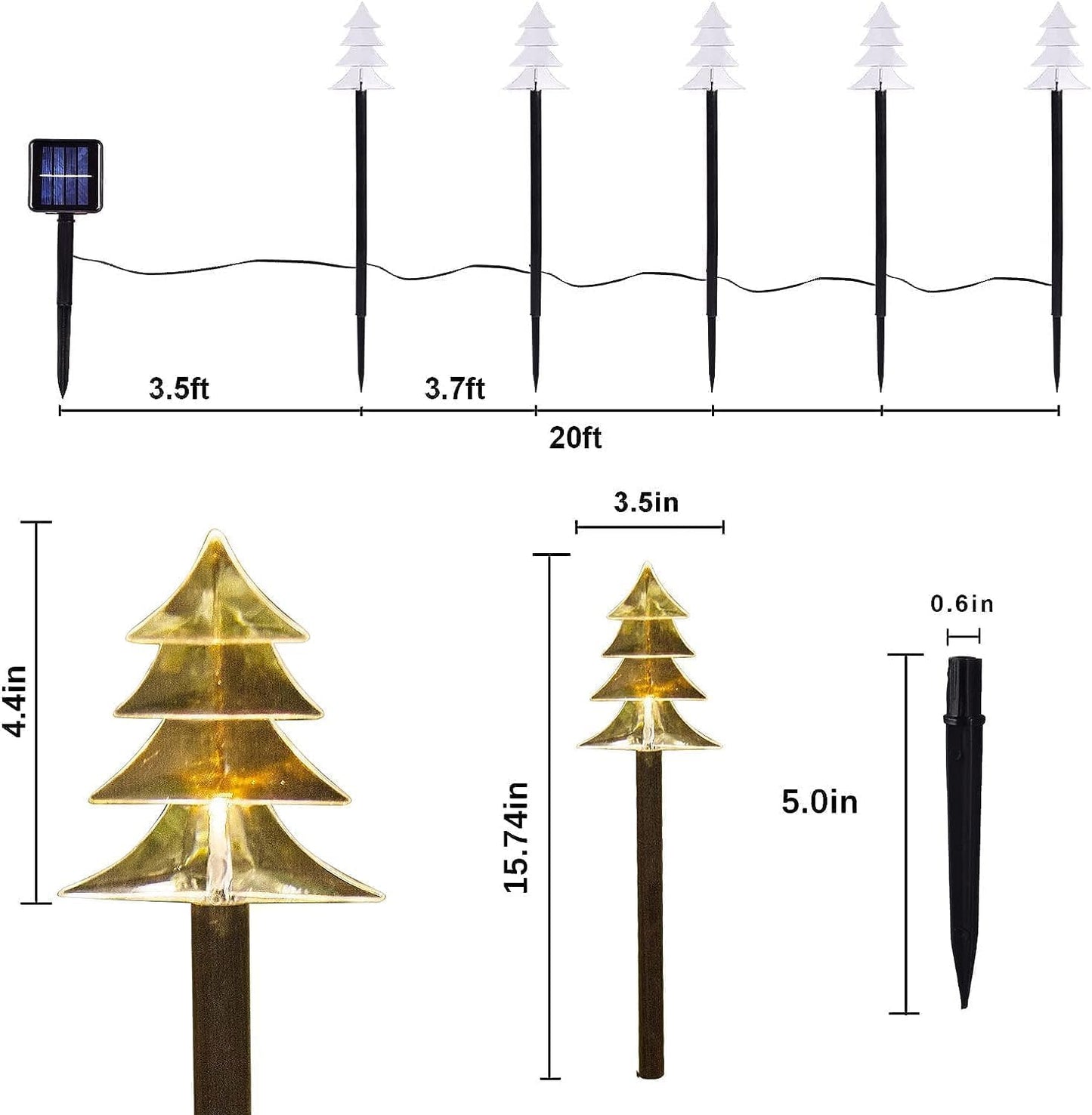 ILLUMINEW Outdoor Christmas Decorations, Solar Christmas Pathway Lights, Set of 5 Waterproof Landscape Christmas Lights, LED Lights for Yard Lawn Patio Walkway Decor