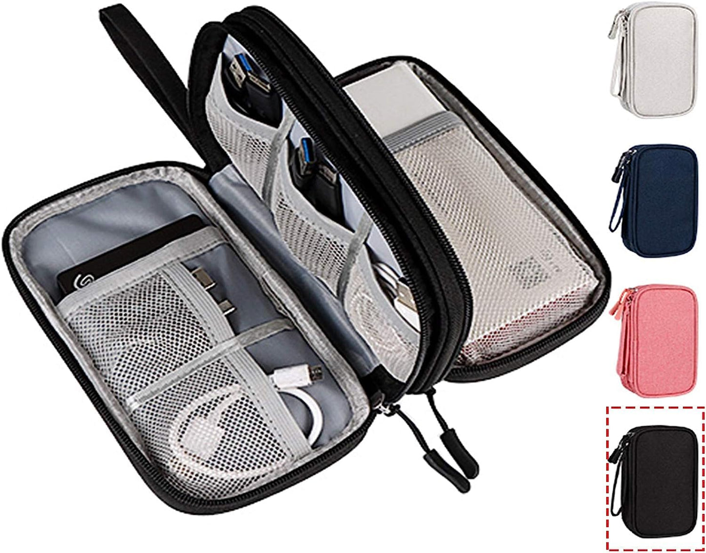 CAOODKDK Electronics Accessories Organizer Pouch Bag, Travel Universal Organizer for Cable, Charger, Phone, SD Card, Business Travel Gadget Bag
