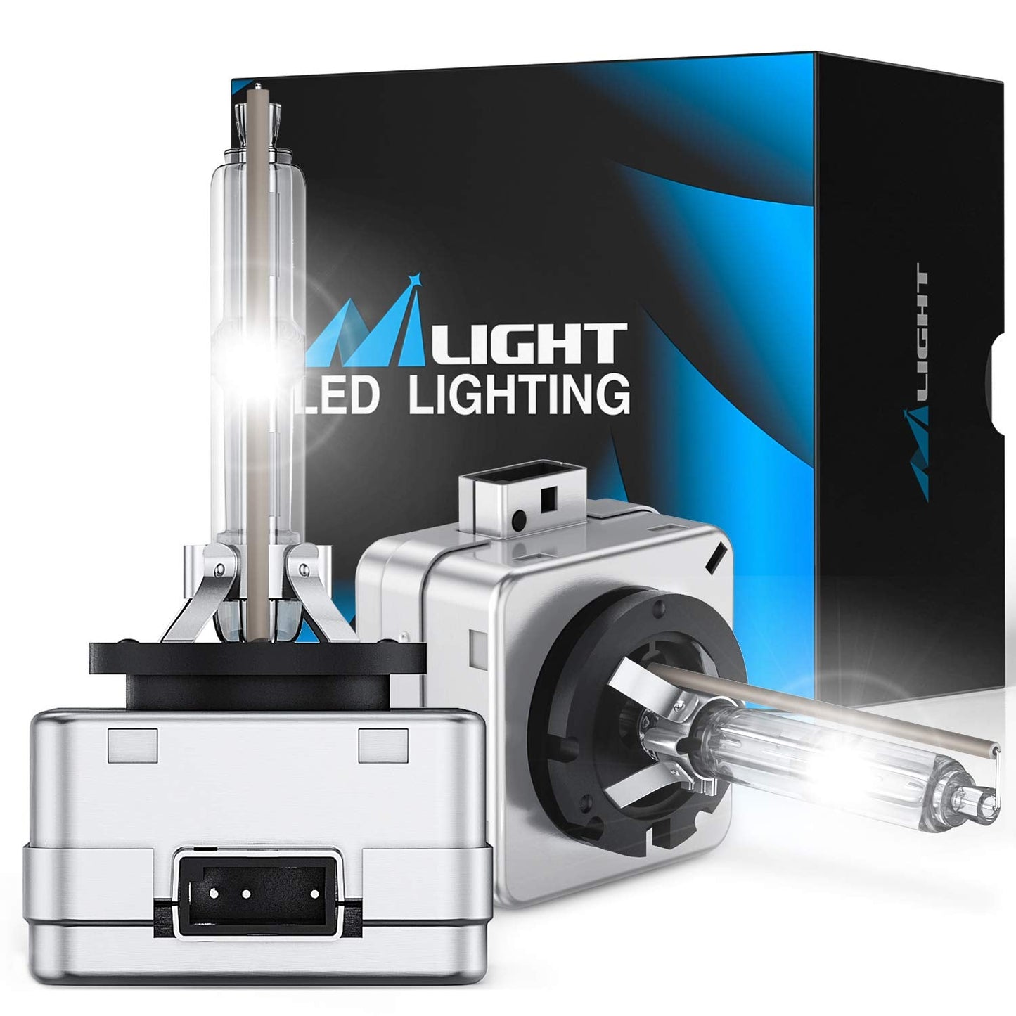Nilight D1S HID Xenon Headlight Bulbs, D1S Bulb 6000K High Low Beam Xenon Headlights Replacement for 12V Cars, 2-Pack
