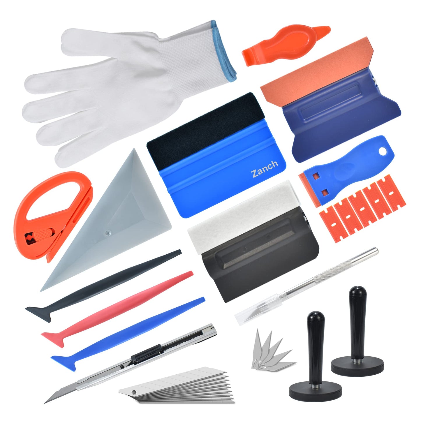 Zanch Vinyl Wrap Tool Kit,Complete Tools for Automotive Vinyl Wrap Film Installation - Deluxe 45pcs Includes Blue Heat Gun
