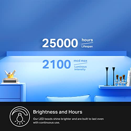 Kasa Smart LED Light Strip, 50 Color Zones RGBIC, 16.4ft Wi-Fi LED Strip Works w/ Alexa, Google Home & SmartThings, High Brightness, 16M Colors, PU Coating, Trimmable, 2 Yr Warranty (KL420L5)