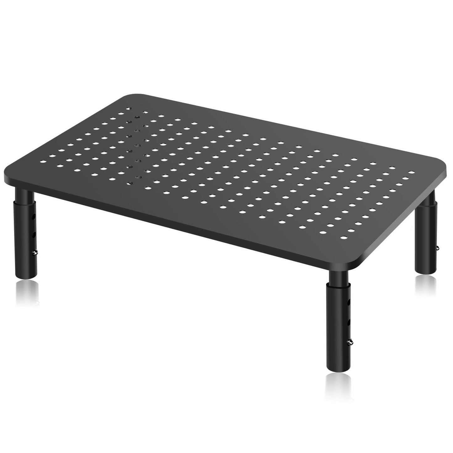 Bracwiser Monitor Stand Riser,3 Level Height Adjustable Desktop monitor stand for Computer, Laptop, Printer, Notebook with Vented Metal Platform 370X235MM 2 Packs,Black