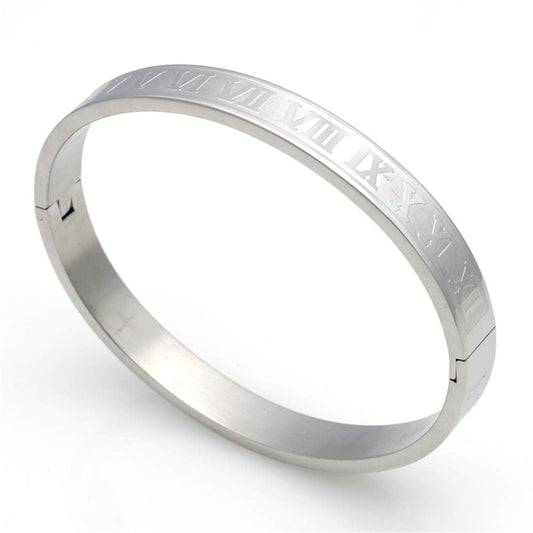 AIKESIWAI Roman Numeral Series Glossy Bracelet, Fashion Three-Color Number Bracelet for Men and Women (MAN-S)