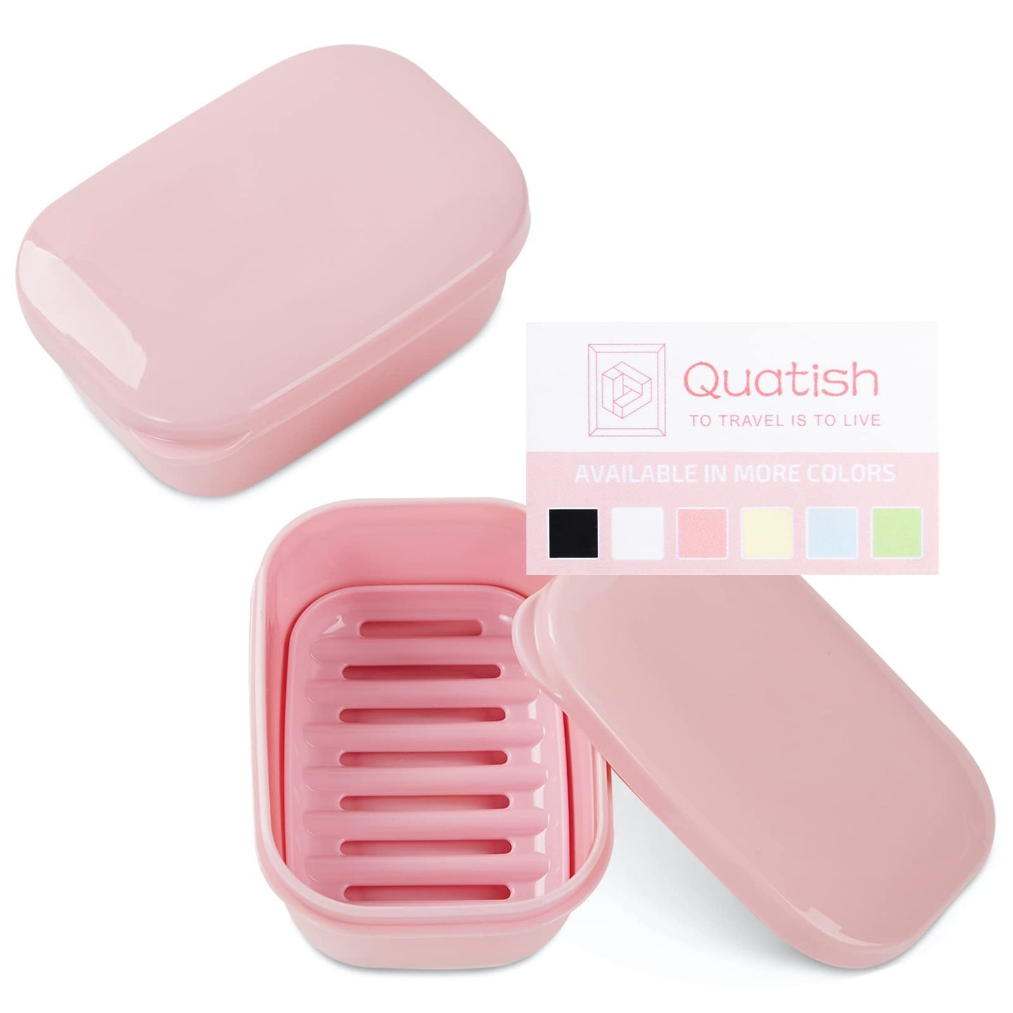 Quatish 2 Pack Travel Soap Container, Portable Soap Holder with Lid, Travel Bar Soap Holder, Soap Case for Camping Gym Travel, Soap Box for Bathroom, Blue