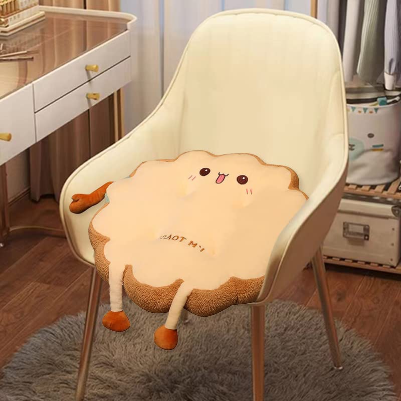 Toast Bread Pillow Cushion with Cute Expression, Kawaii Plush Toy Funny Food Plush Cushion for Office Dorm Bedroom Seat,Plush Cushion Gift for Birthday, Valentine, Christmas (Square)…