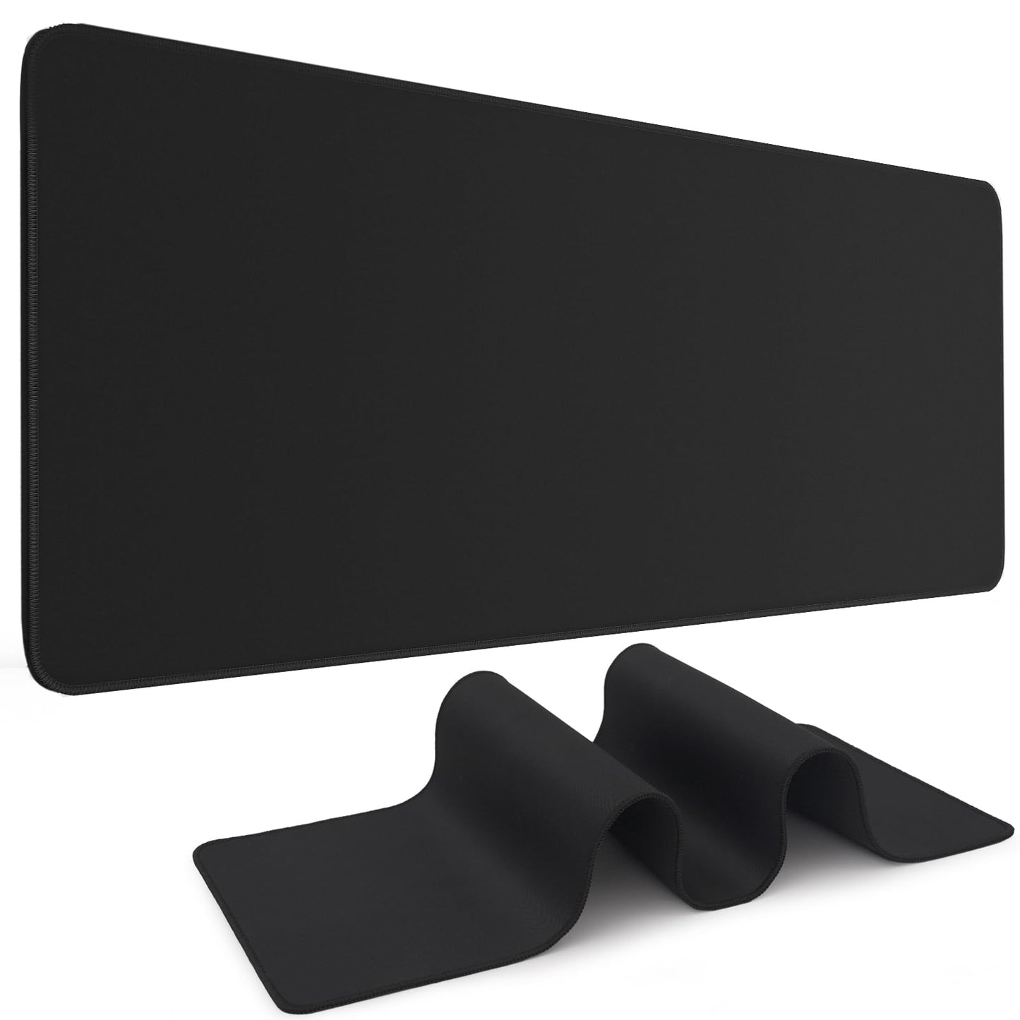 Mouse Pad Gaming Mousepad 31.5 x 11.8in Large Mouse Pad for Keyboard and Mouse with Anti-Slip Rubber Base, Keyboard Pad XL Mouse Mat for Home and Office（Black with White Topographic Line）