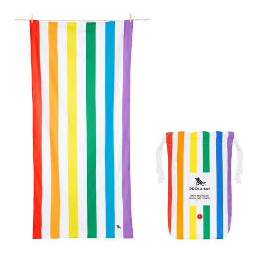 Dock & Bay Beach Towel - Quick Dry, Sand Free - Compact, Lightweight - 100% Recycled - Includes Bag - Cabana Light - Malibu Pink, Medium (130x70cm, 51x27)