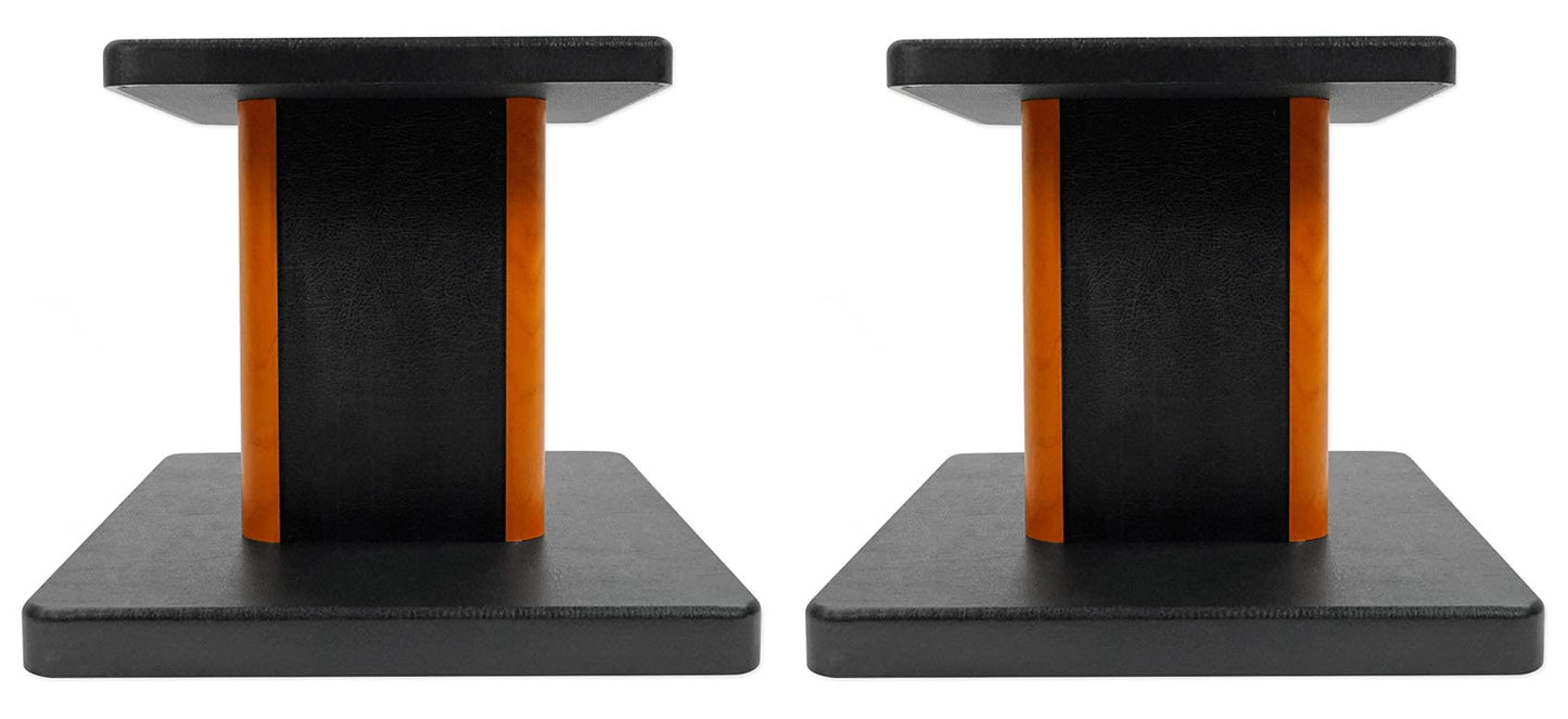 Rockville RHT8C (2) 8" Desktop Speaker Stands, 66 lbs. Capacity, Wood Finish, Resonance-Free, Cable Management, Isolation Pads, for Bookshelf/Studio Monitors