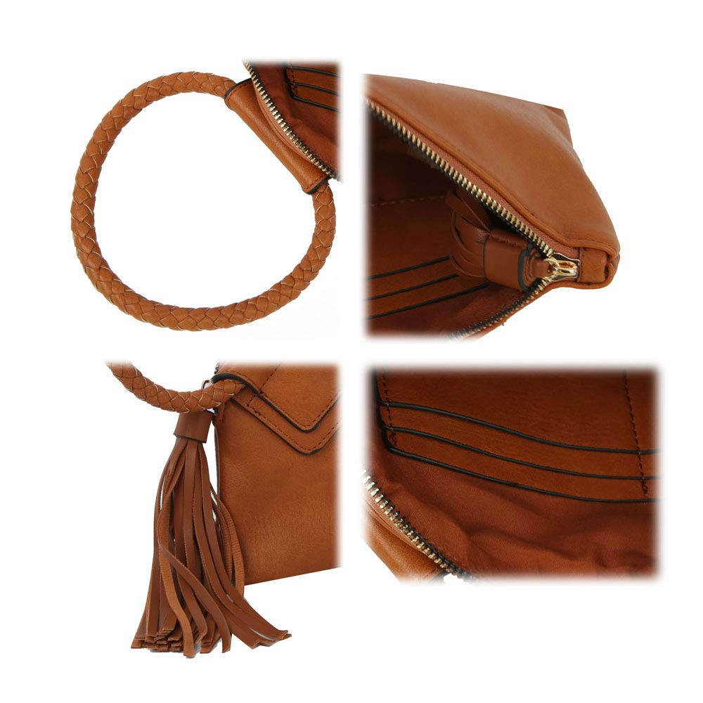 Clutch Wristlet Evening Bags Purse Wallet For Women, Vegan Leather by Metro Muse (A_BLACK_SunFlower)