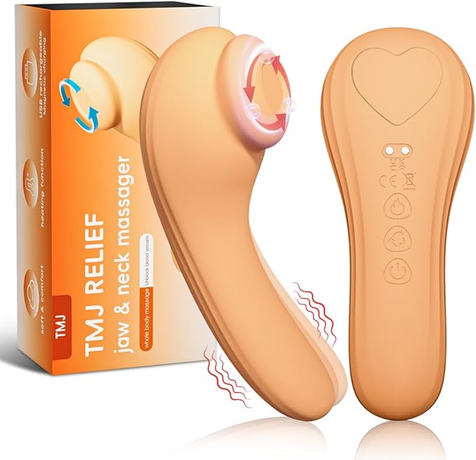 TMJ Relief Products Jaw Massager,Neck Massager with Rolling,Vibrating and Heating, Real-Like Massage for TMJ Jaw & Neck Pain Relief, Stiff Jaw, Tension, Stiffness and Headaches