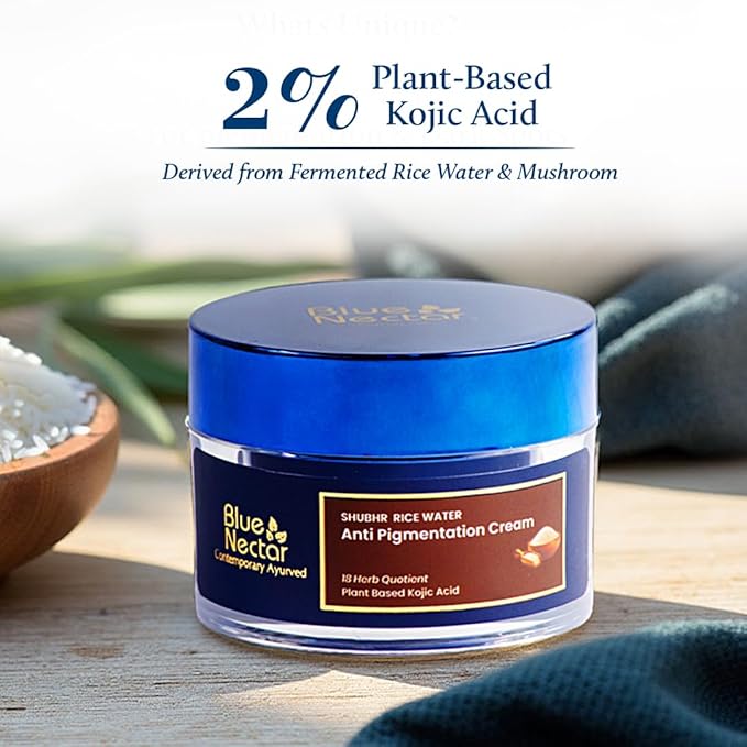 Blue Nectar Natural Mushroom & Rice Water Face Moisturizer for women | Non-Greasy Daily Cream for All Skin Types (18 Herbs, 1.7 Oz)
