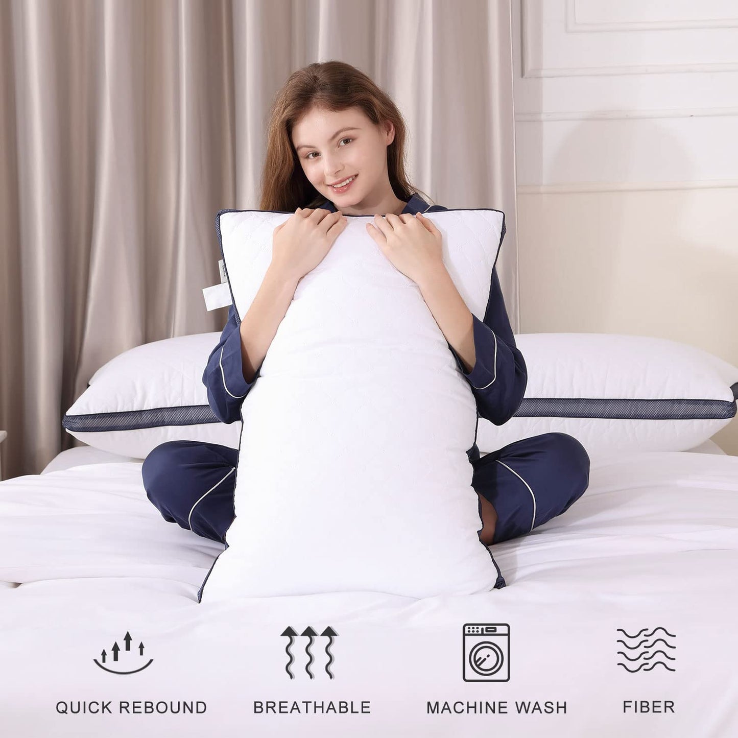 Meoflaw Pillows for Sleeping (2-Pack), Luxury Hotel Pillows Queen Size Set of 2,Bed Pillows for Side and Back Sleeper (Queen)