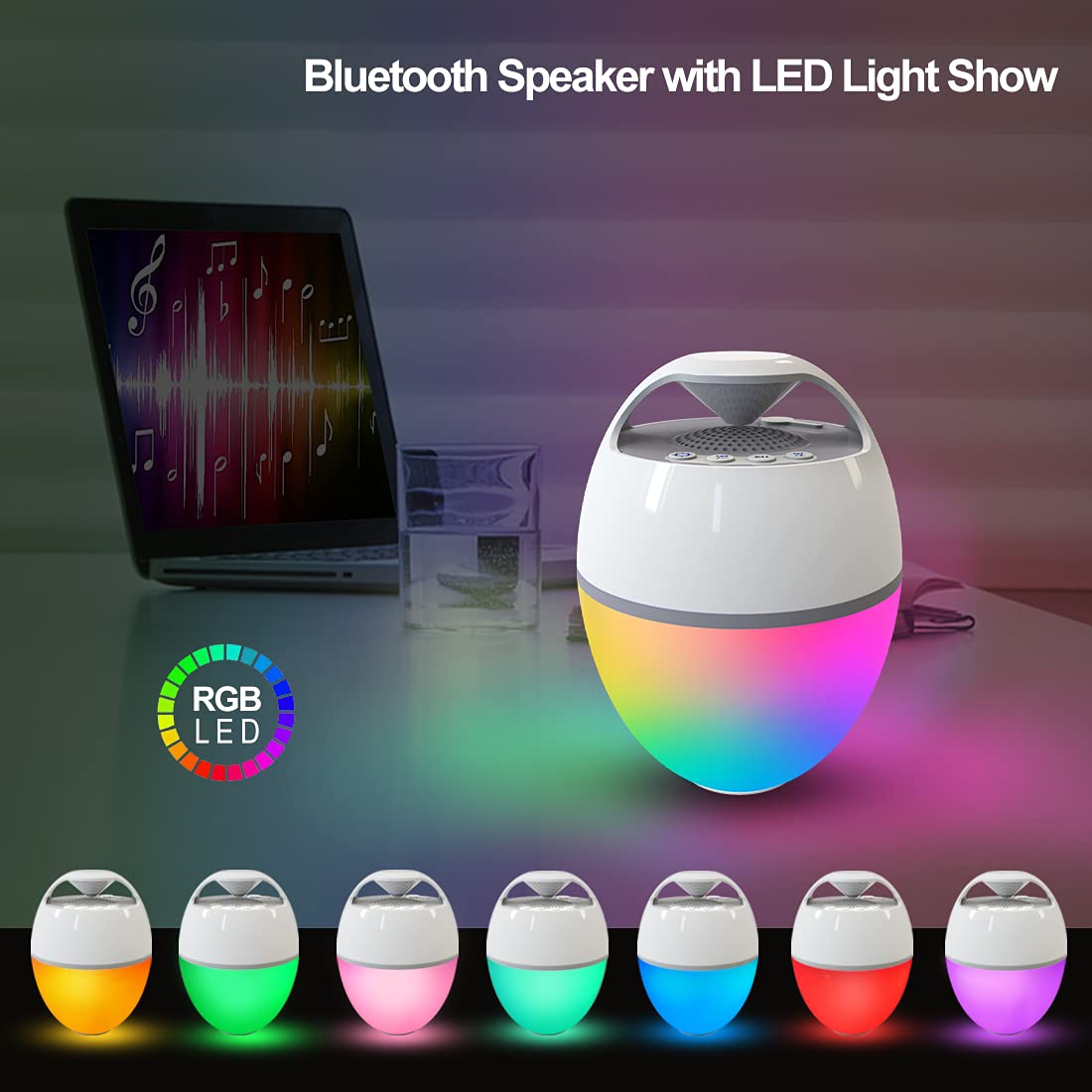 Blufree Floating Pool Speaker With Lights, Portable Bluetooth IP68 Waterproof Hot Tub Speaker for Outdoor Sports Home Party, Louder Volume, Rich Bass, Mic, 82 ft Wireless Range