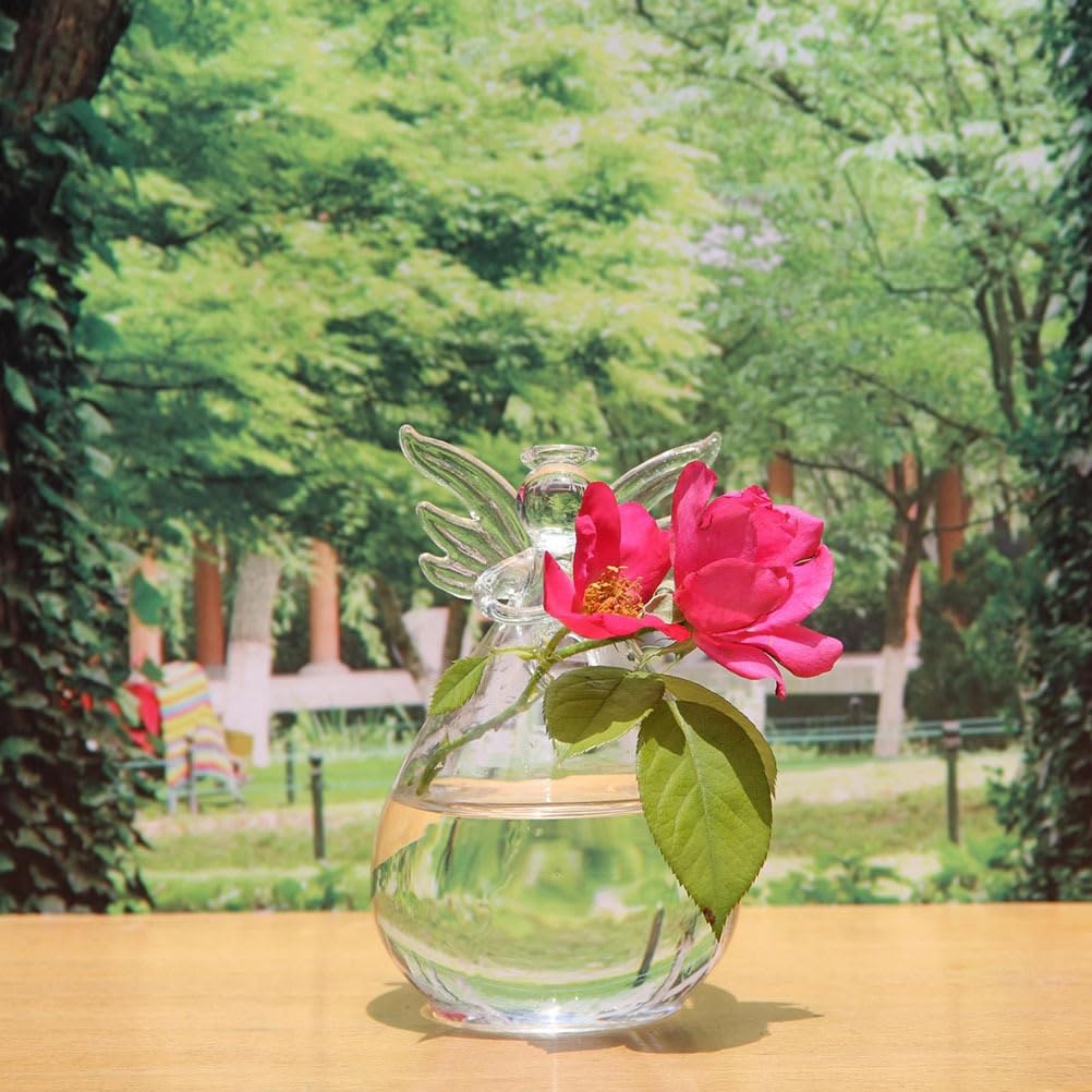 IMIKEYA Angel Hanging Glass Plant Vase: 2pcs Tiny Angel Flower Planter for Hydroponic Plants & Home Garden Decor