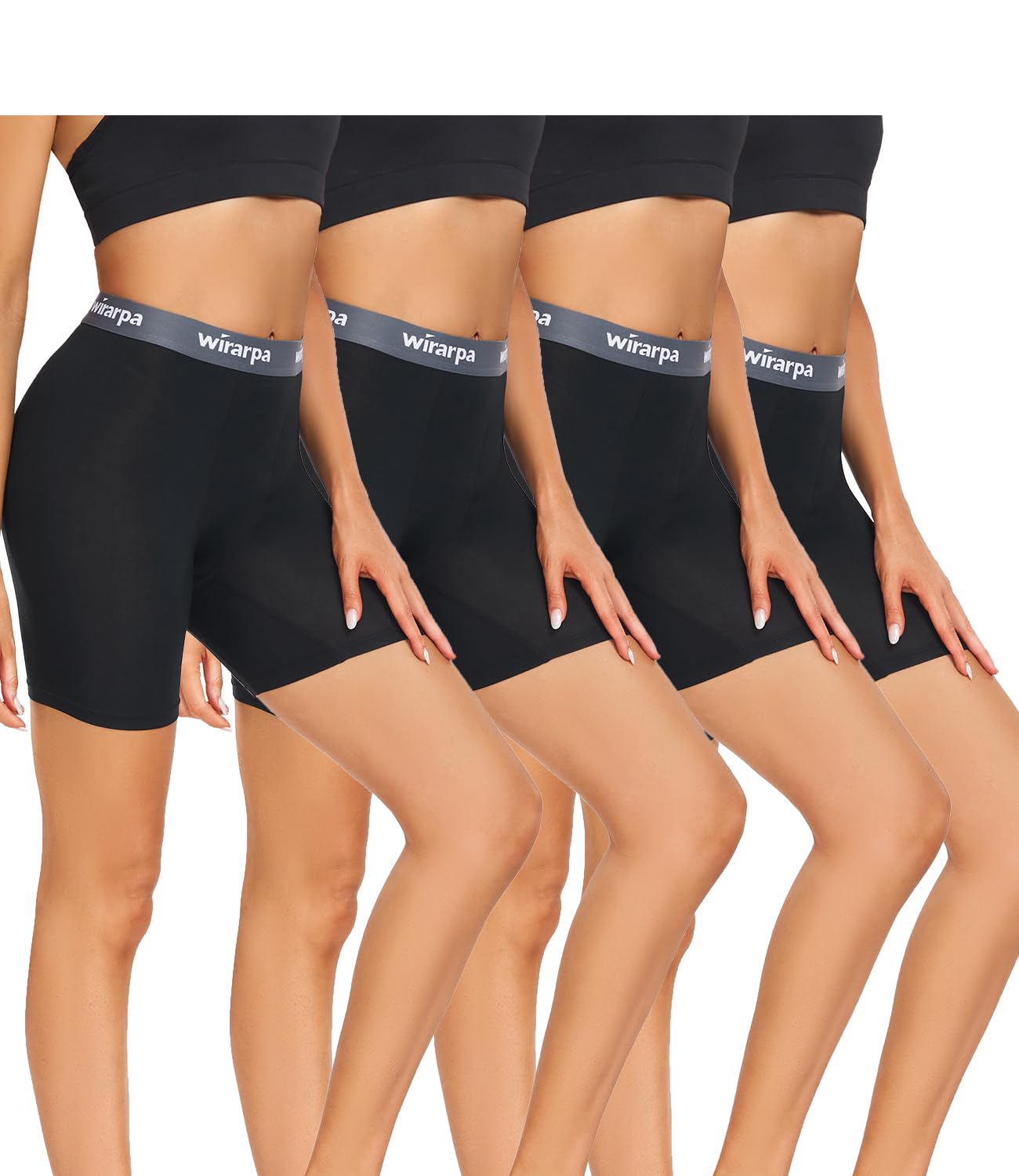 wirarpa Women's Underwear Modal Boxer Briefs Anti Chafing Boyshorts Panties with Crotch Black Small
