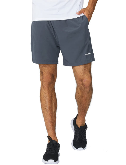baleaf Men's 5" Running Athletic Shorts Zipper Pocket for Workout Gym Sports Lightweight Quick Dry Gray Size L