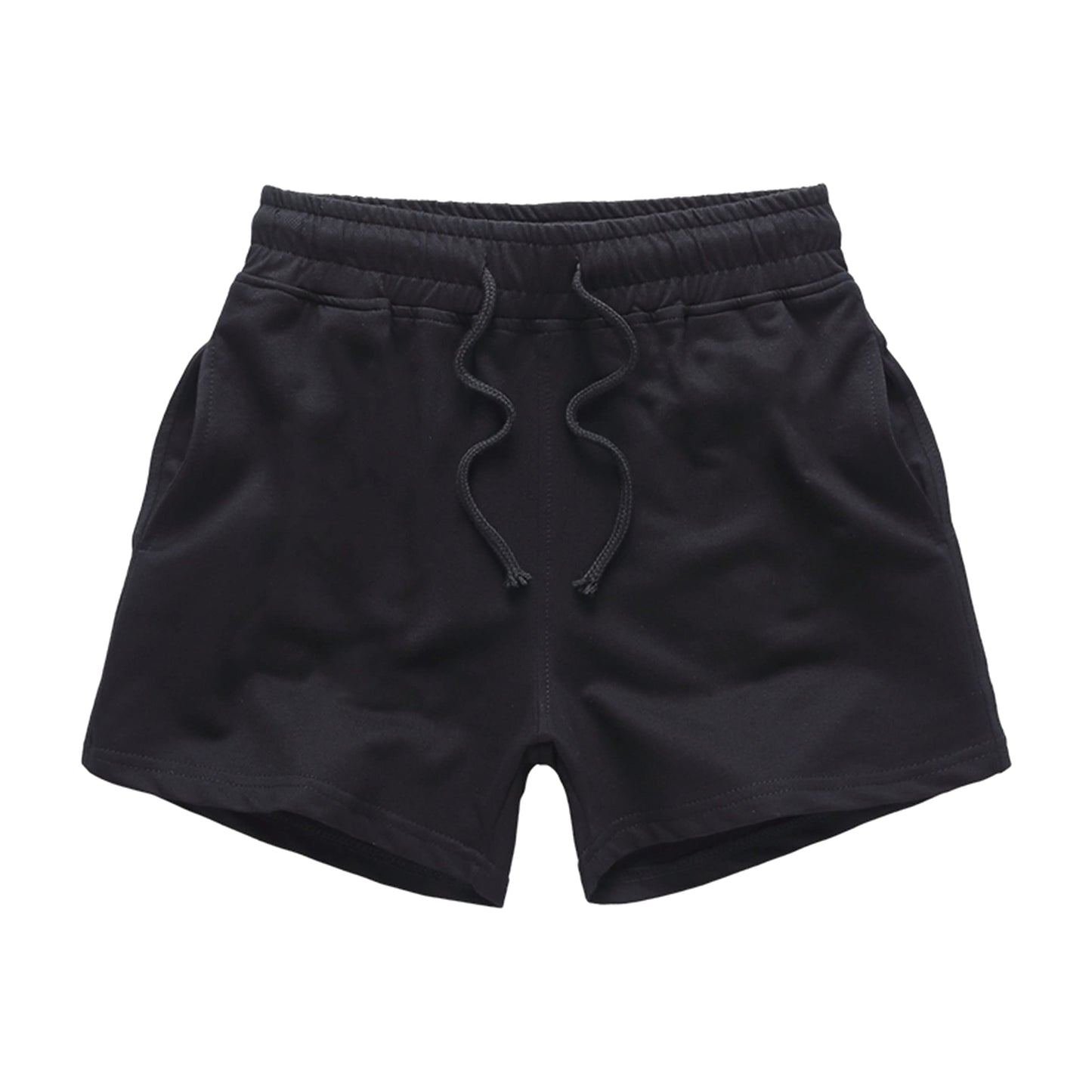 JackieLove Men's & Women's 3" Sweat Gym Running Workout Athletic Short Training Lounge Cotton Shorts Bottoms Black