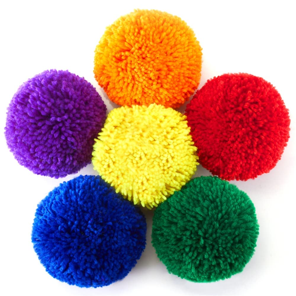 FLYIO 12-Pack Soft Fleece Balls Large 4-inch Dodgeball Playground Balls, Rainbow Pack Size for Dodge Ball, Handball, Camps and Schools Blue,Green,Orange,Purple,Red