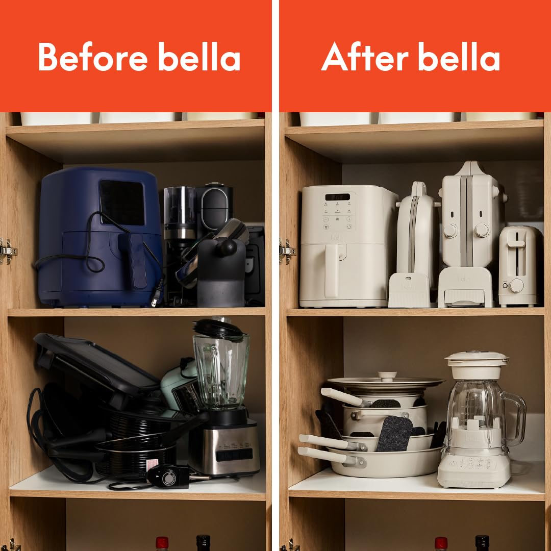 bella 9 Piece Ceramic Nonstick Cookware Set, Fits-anywhere™ Kitchenware w EverGood™ Coating, Dishwasher & Oven Safe, All Stovetops Compatible, Stackable Design, Cool Touch Handles, Seaglass