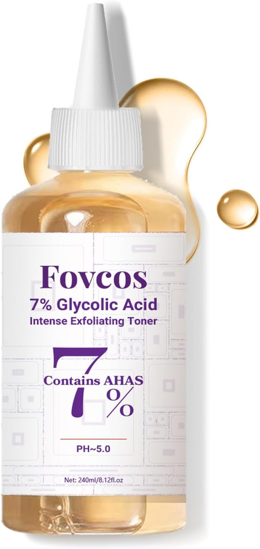 7% Glycolic Acid Exfoliating Toner, Exfoliating Skin Care Facial Toner, Improves Texture, Reduces Breakouts Pores and Fine Lines, Suitable for All Skin Types
