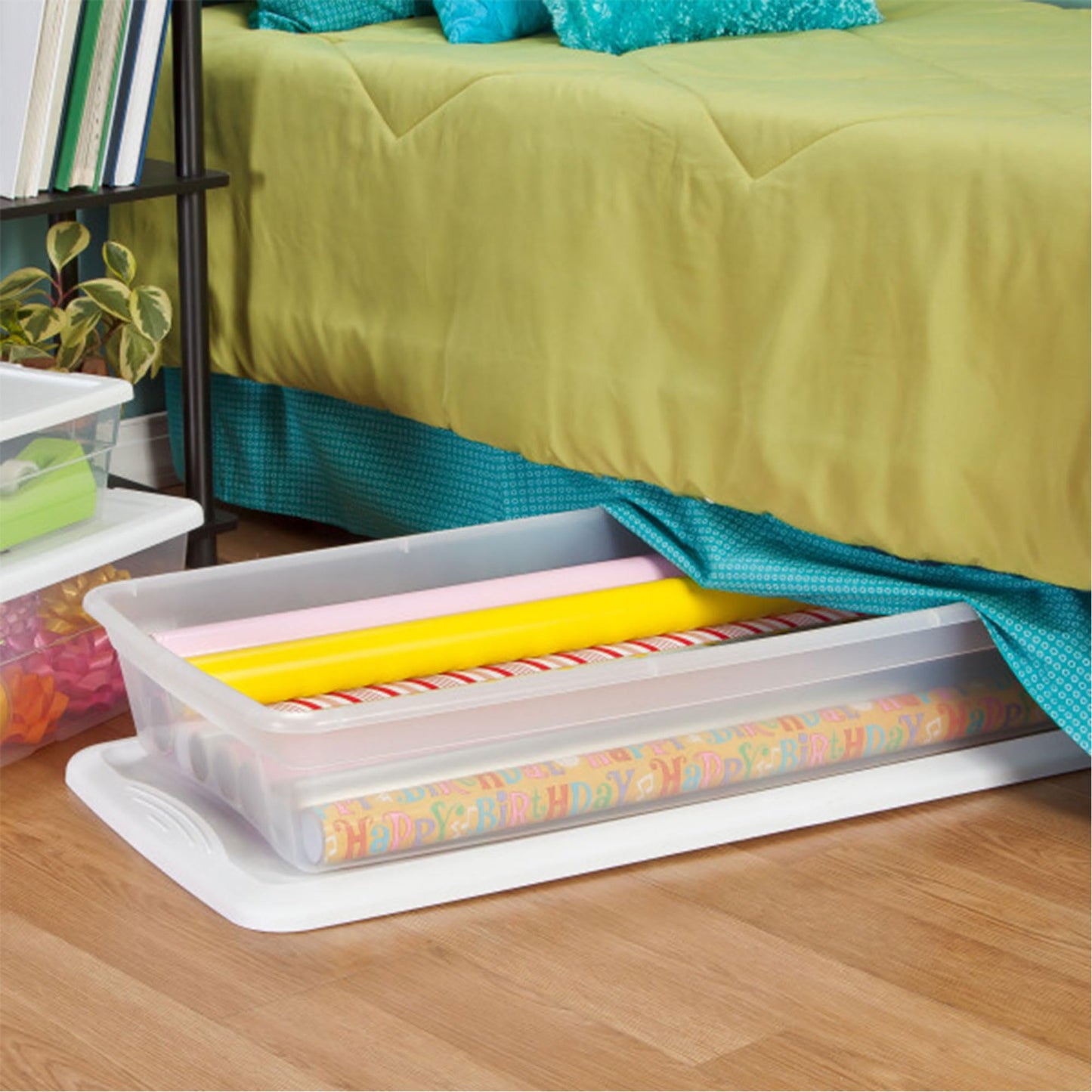 Sterilite 6-Pack 41 Quart Storage Box, Stackable Clear Plastic Bins with Snap-On Lids - Heavy-Duty Organizing Containers for Closet, Bathroom, and Office