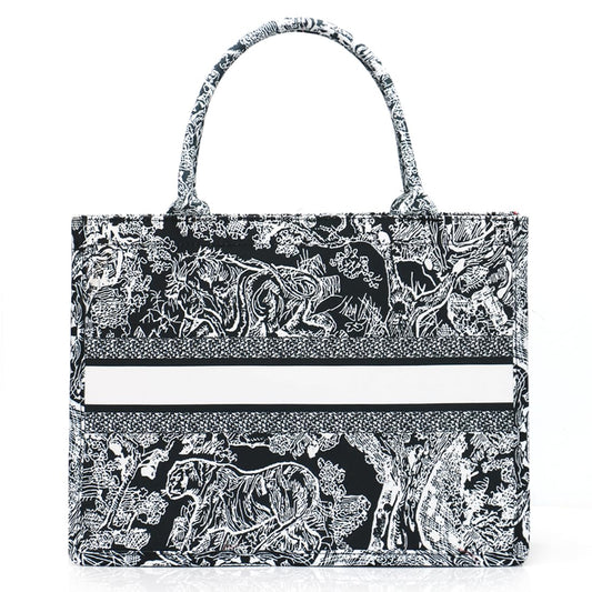 Fashion Luxury Tote Bag Cotton Linen Handbag Large Capacity Jacquard Retro Exquisite