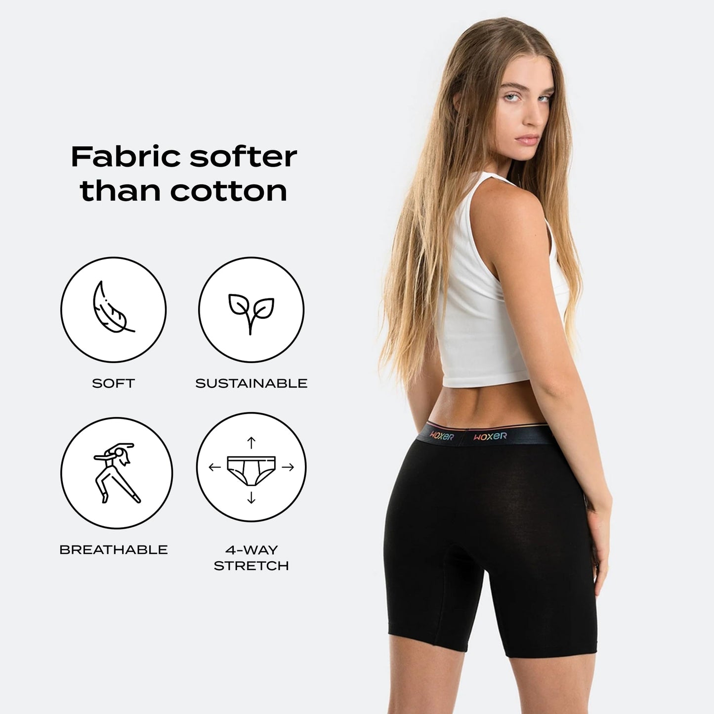 Woxer Womens Boxers - Biker 9" Boy Shorts Underwear for Women - Boxers for Women