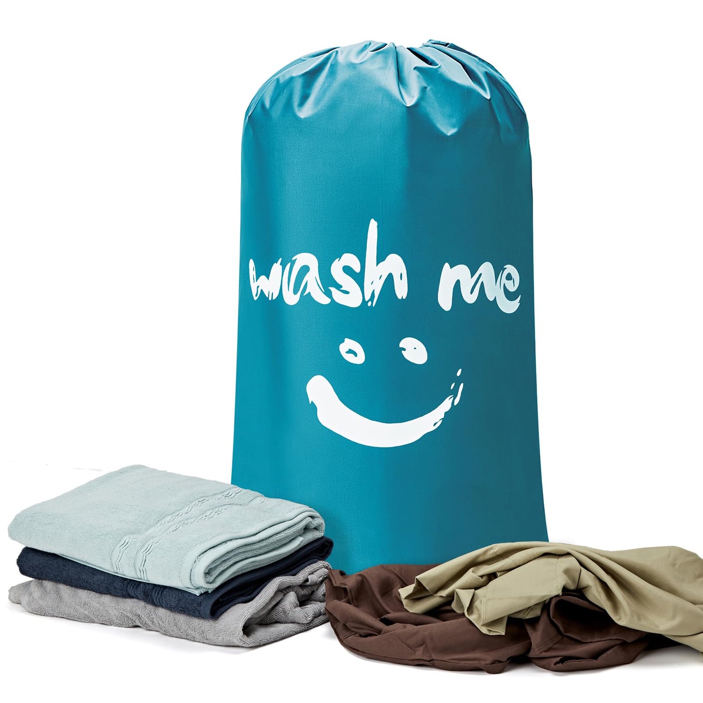HOMEST 2 Pack XL Wash Me Travel Laundry Bag, Dirty Clothes Organizer, Large Enough to Hold 4 Loads of Laundry, Easy Fit a Laundry Hamper or Basket