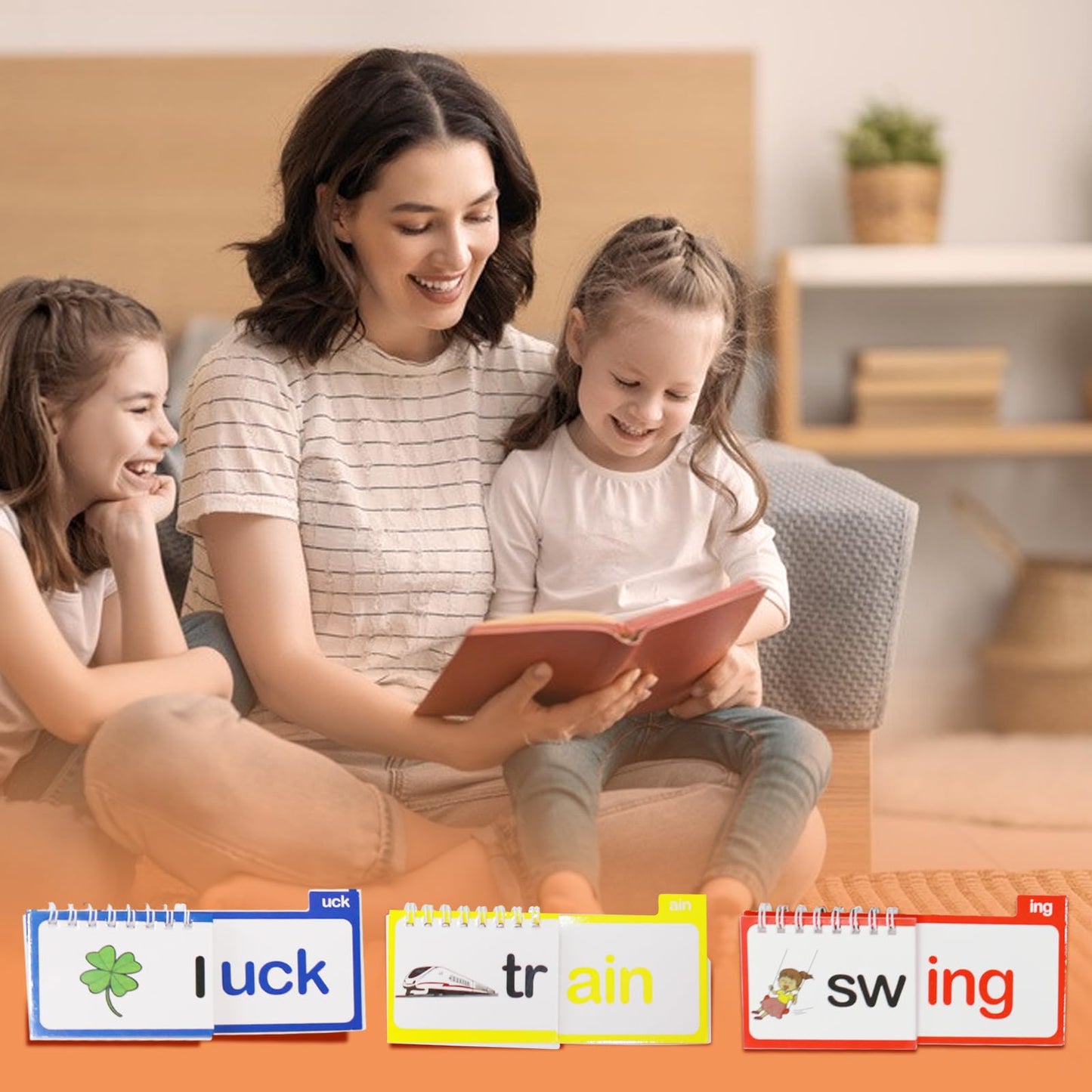 30 Read and Rhyme Flip Books - Word Family Flip Books, Read and Rhyme Flip Cards, ABC Vocabulary Flash Cards for Educational Reading Games