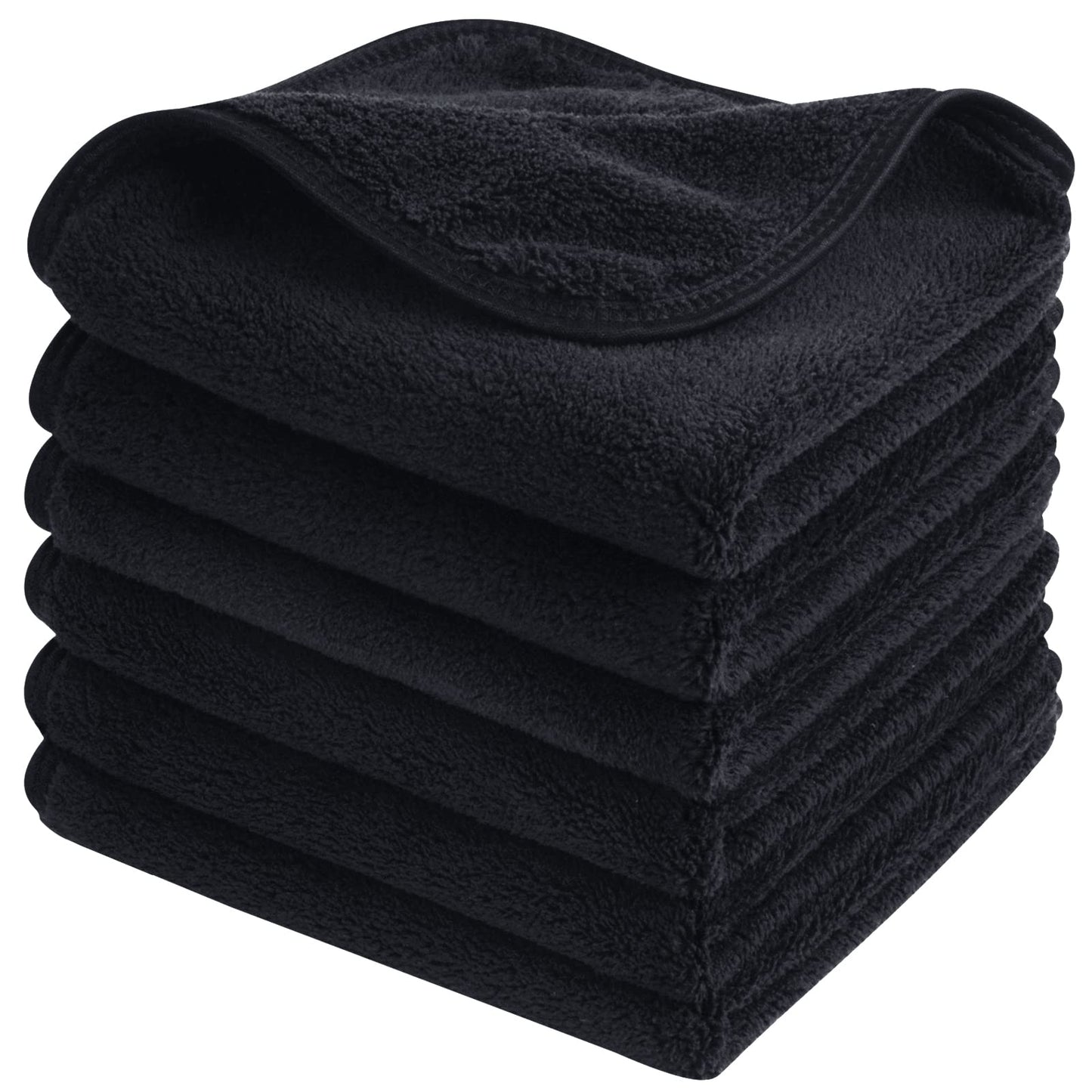 SINLAND Microfiber Face Cloths Reusable Makeup Remover Washcloths Super Soft and Absorbent Fingertip Face Towels for Sensitive Skin Women 12 x 12 Inch 6 Pack White