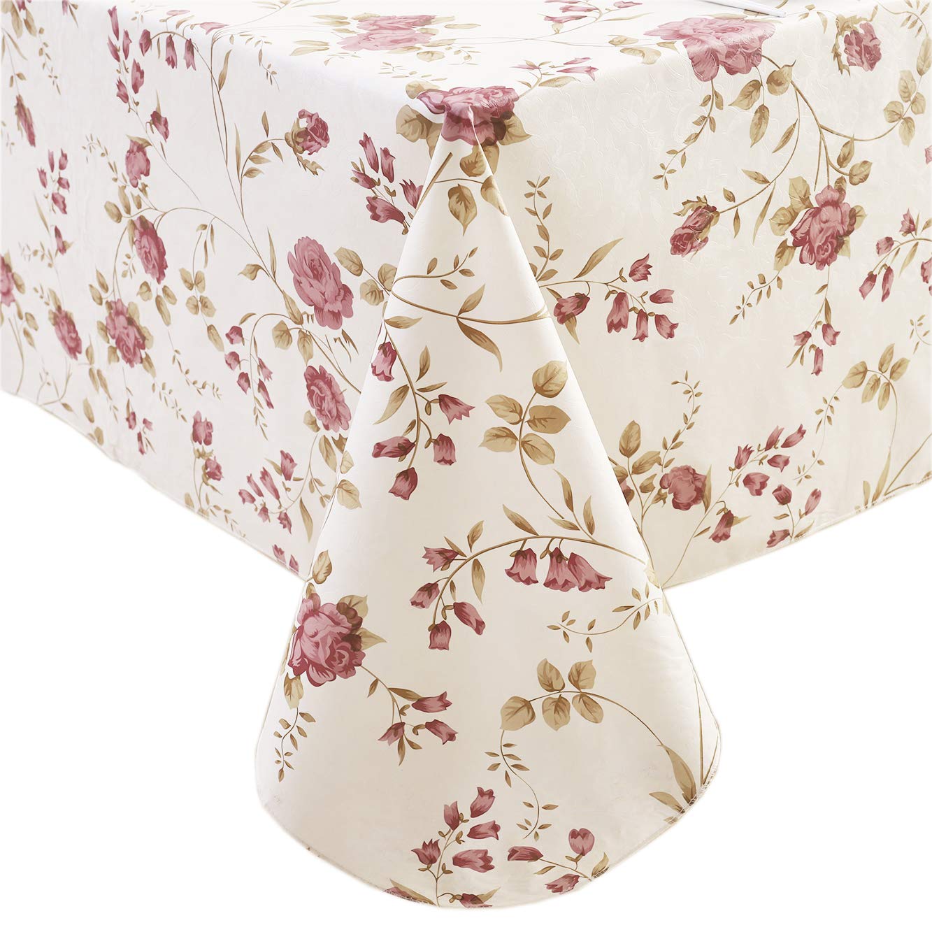 Heavy Duty Vinyl Tablecloth with Flannel Backing Waterproof Oil-Proof Plastic Table Cloth Stain-Resistant Wipeable Rectangle or Square Table Cover for Indoor and Outdoor (Flowers, 60X102 Inch)