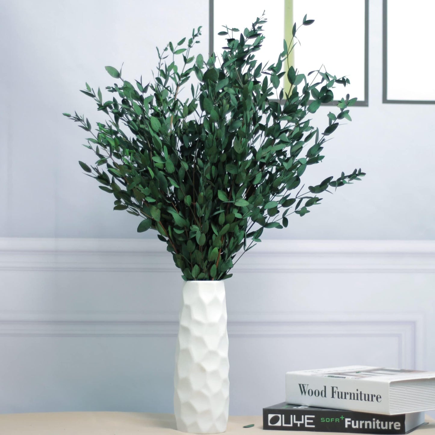 20+ Small Dried Eucalyptus Stems, 7-14 Pcs Preserved Greenery Plants Branches, 17'' Natural Real Eucalyptus Bundles for Shower, Green Leaves Plant for Arrangement, Wedding, Office, Home Decor(4oz)