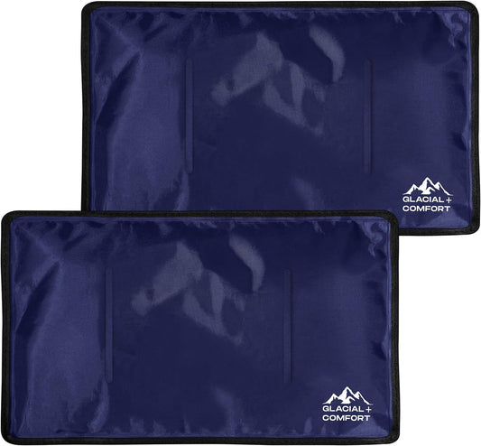 Glacial Comfort Gel Ice Pack for Back Pain - (21" x 13") Reusable Cold Pads for Hip, Knee, Shoulder Injuries, Muscle Strains, Migraine & Postpartum Recovery - Compression Pad
