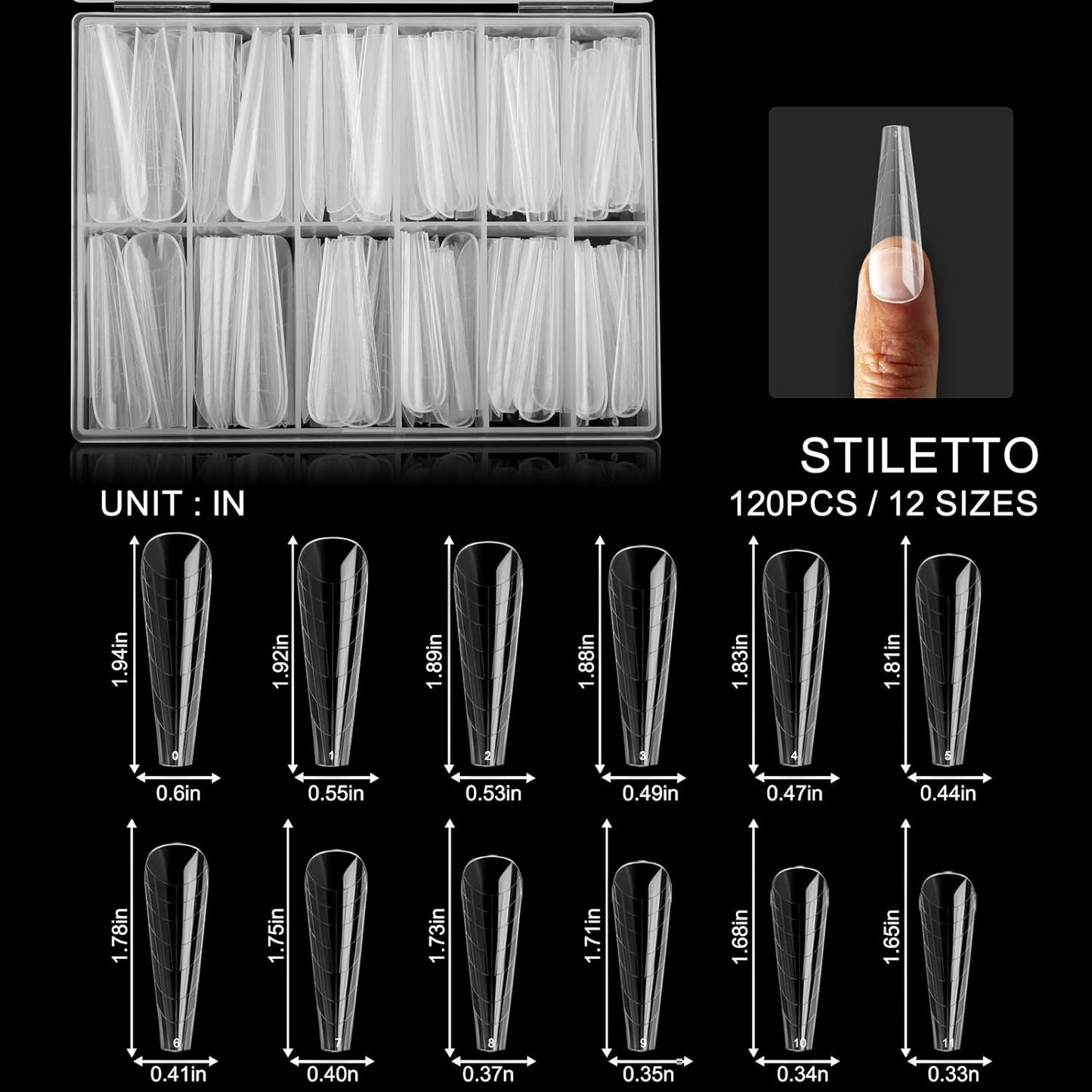 120Pcs Dual Nail Forms,Upper Arched Extension Poly nail gel Nail Forms Full Cover Reusable Nail Molds 12 Sizes for Nail Art Design Salon&DIY