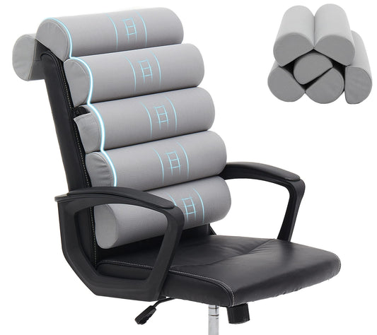 Ergonomic Lumbar Support Pillow for High Back Office Chair - Adjustable 6 Semicircular Back Cushion with Breathable Mesh Cover,Spine Support for Desk/Gaming Chairs, Neck/Upper/Lower Back Pain Relief