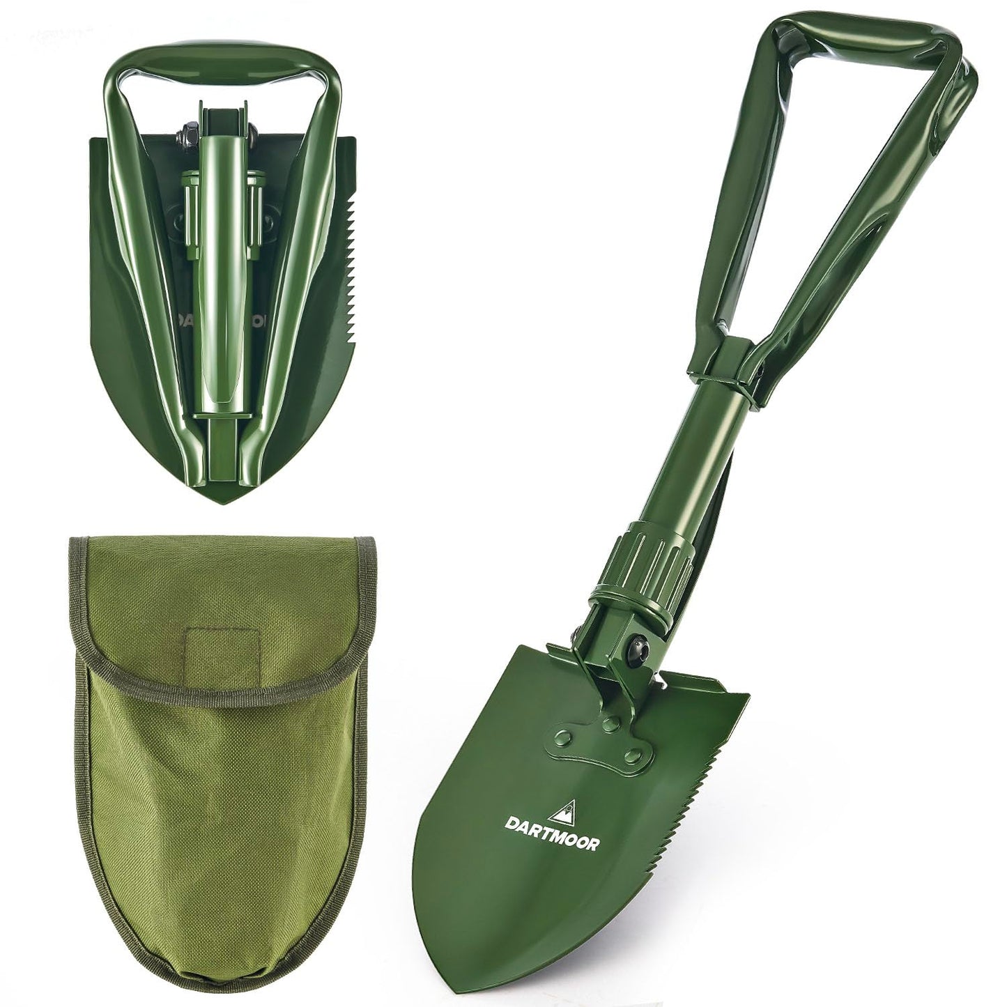 DARTMOOR Mini Folding Shovel High Carbon Steel, Portable Lightweight Outdoor Tactical Survival Foldable Mini Shovel, Entrenching Tool, Camping, Hiking, Digging, Backpacking, Car Emergency