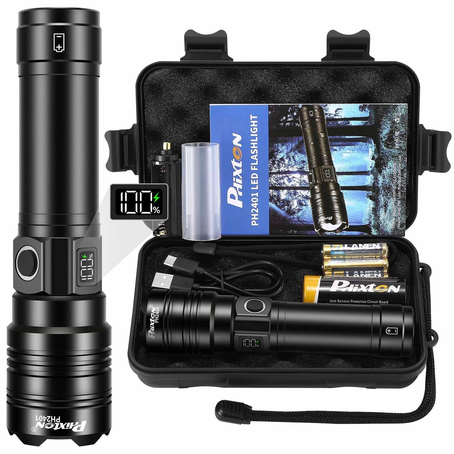 Rechargeable Flashlights 2000 High Lumens Long Range 3280 FT, Super Bright USB C LED Flashlight Long Lasting 15 Hours, Powerful Multifunctional Strong Flash Lights, for Emergency Security Camping