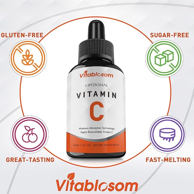 Liposomal Vitamin C 2000mg Liquid for Adults, High Absorption VIT C, Maximize Vitamin C, Good for Immune System & Antioxidant, 60ML (6 Bottles)