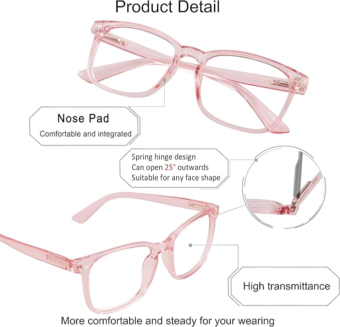 YEIN Bifocal Reading Glasses with Blue Light Blocking Lenses, Bifocal Reader for Women, Vintage Square frame with Spring Hinge (+0.00/+1.75 magnification)