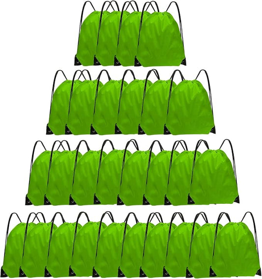 Drawstring Bags 28 PCS Drawstring Backpack Bulk String Backpack Cinch Bag Sackpack for Men Women Gym (Green)