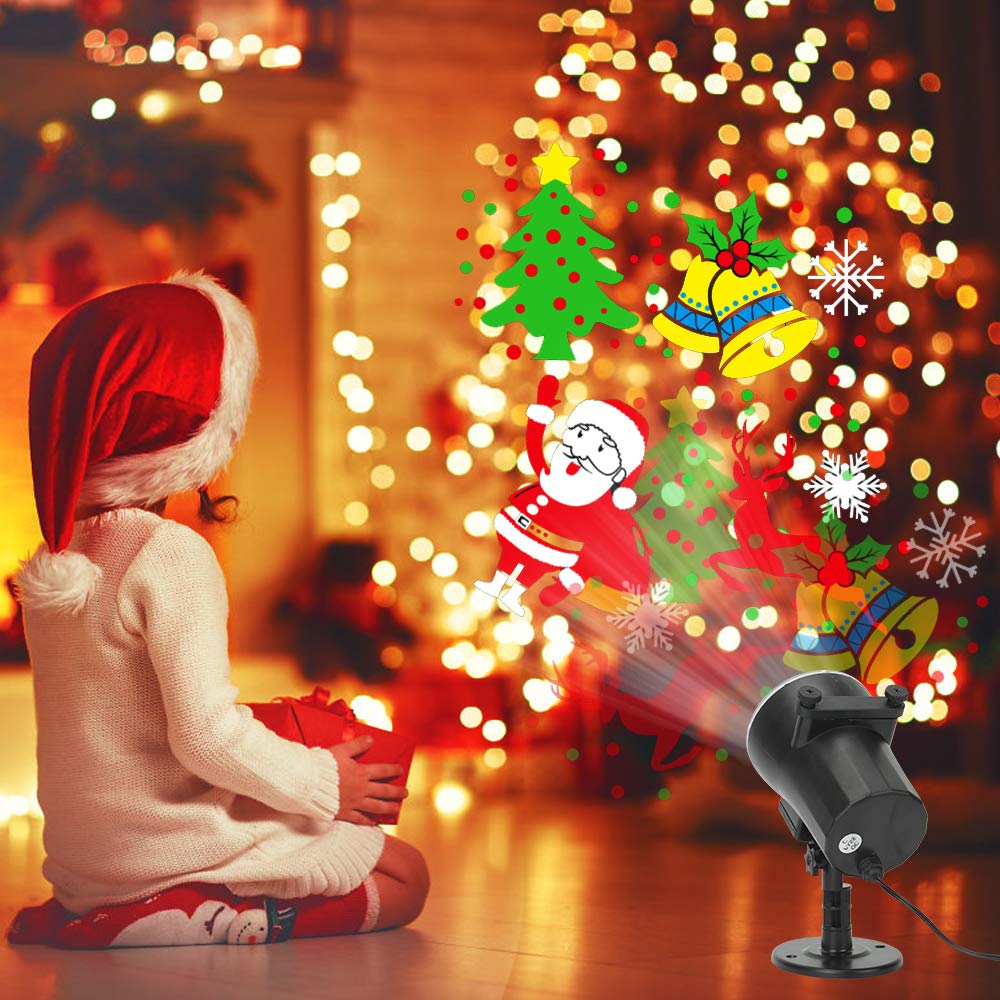 Christmas Lights Projector,Waterproof IP65 Indoor Motion Remote Control 10W LED Projector, 16 Slides Holiday Light Party Outdoor Garden House Apartment Kids Room Night Light