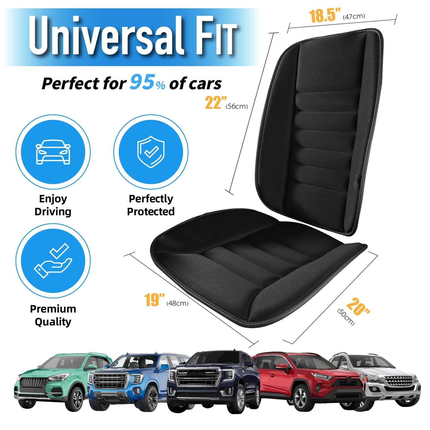 Lofty Aim Car Seat Cushion with Back Support Pillow, Comfy Lumbar Support & Seat Cushion, Memory Foam Driving Pillow for Back-Sciatica Pain Relief, Auto Pad Suitable for Car, Truck, SUV - Black