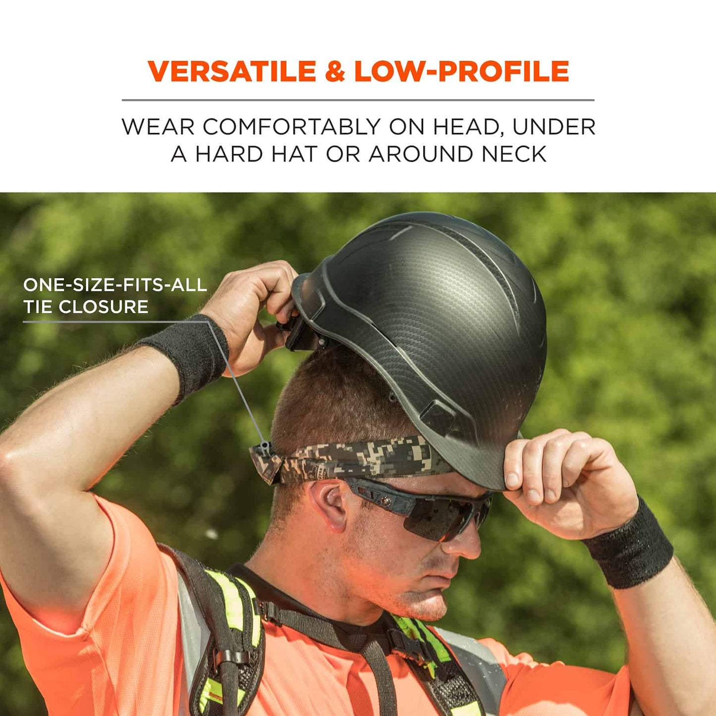Ergodyne Chill Its 6700CT Cooling Bandana, Lined with Evaporative PVA Material for Fast Cooling Relief, Tie Closure