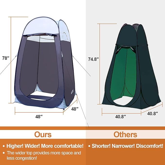 Leader Accessories Pop Up Shower Tent Dressing Changing Room Privacy Portable Camping Shelters 4' x 4' x 78" H Extra-Large Space