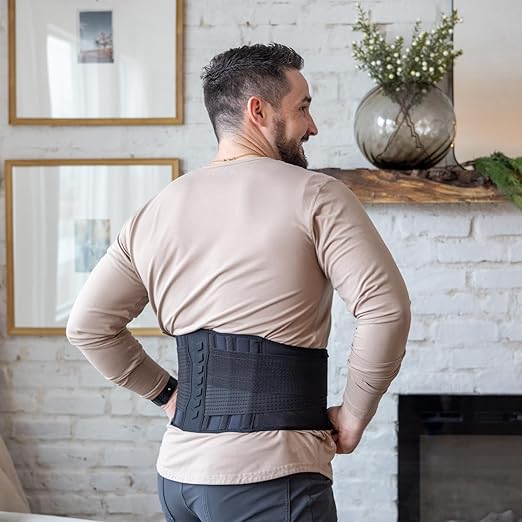 Comforband Copper-Infused Back Support Brace – Lightweight, Breathable Lumbar Belt with 6 Flexible Nylon Stays and Dual Adjustable Straps for Lower Back Pain Relief, Muscle Spasms, Strains, Arthritis, and Sciatica – Suitable for Men and Women (S/M)