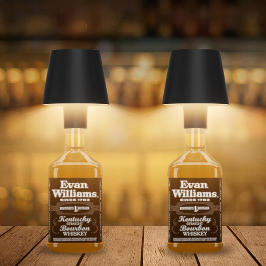 Coinmit 2 Pack LED Bottle Lamp 5500mAh Battery Portable Table Lamp Cordless IP54 Waterproof Wine Bottle Light for Outdoor Dining Bedroom Black