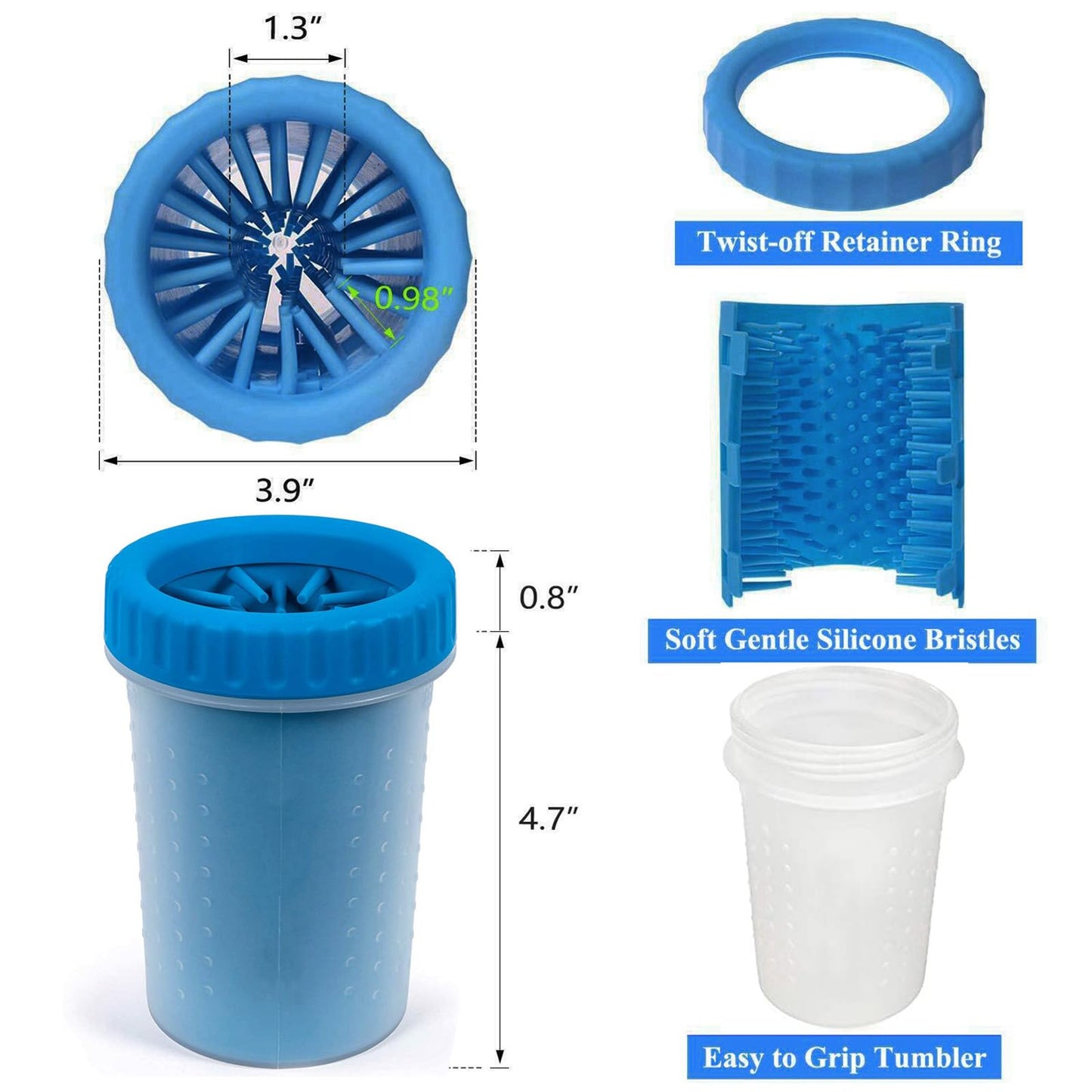 CAREFUNY 2 Pack Portable Dog Paw Cleaner, Washer, Buddy Muddy Pet Foot Cleaner for Medium Breed Dogs and Cats, Blue
