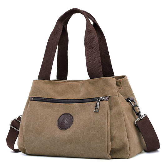 DOURR Hobo Handbags Canvas Crossbody Bags for Women, Multi Compartment Tote Purse Medium Satchel (Brown)